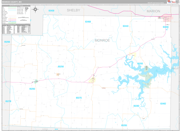 Monroe County, MO Carrier Route Wall Map