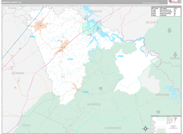 Monroe County, TN Wall Map