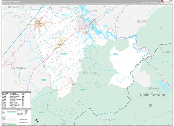 Monroe County, TN Zip Code Map