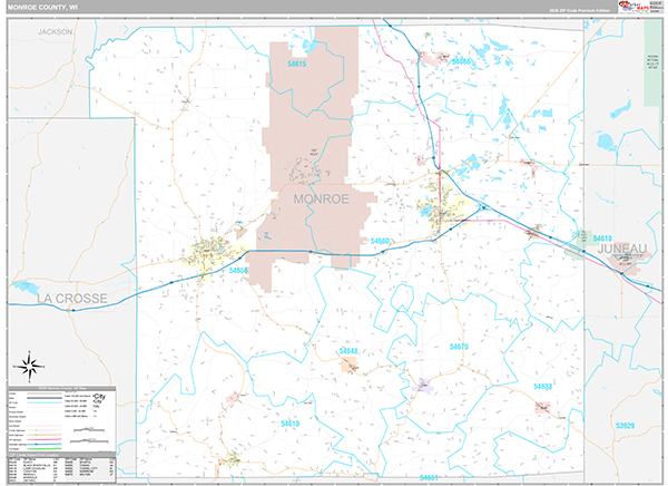 Monroe County, WI Wall Map