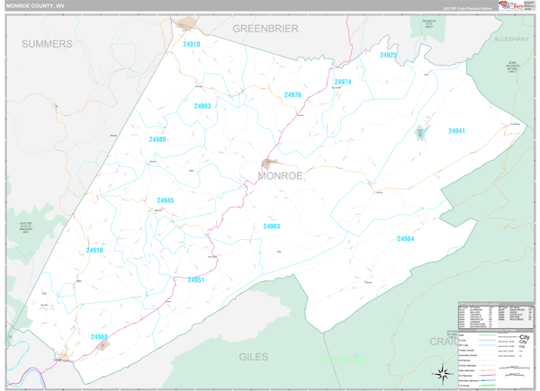 Monroe County, WV Wall Map