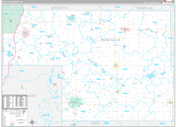 Montcalm County, MI Zip Code Map