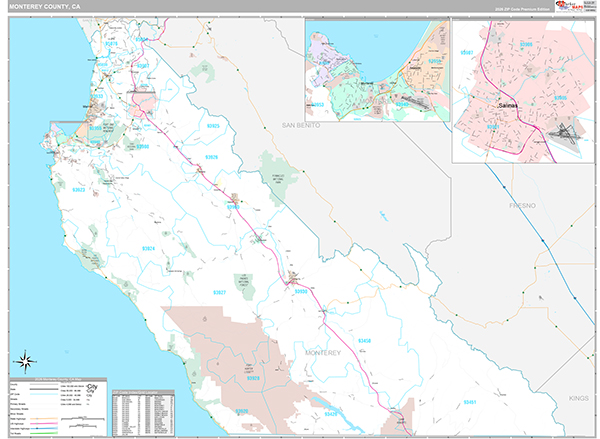 Monterey County, CA Map Premium Style