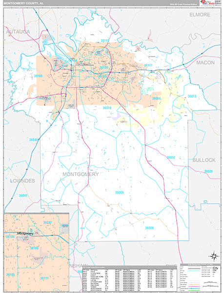 Montgomery County, AL Zip Code Map