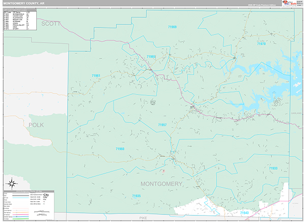 Montgomery County, AR Zip Code Map