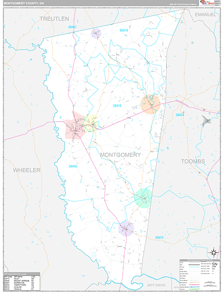Montgomery County, GA Zip Code Map