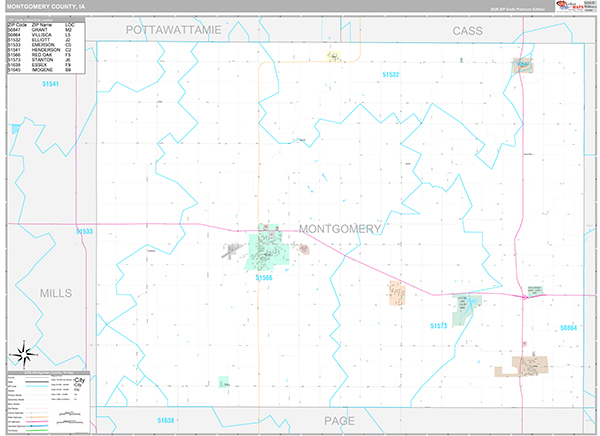 Montgomery County, IA Wall Map