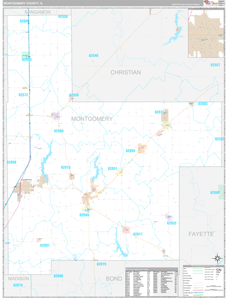 Montgomery County, IL Wall Map