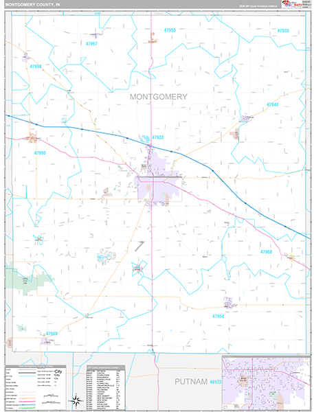 Montgomery County, IN Zip Code Map