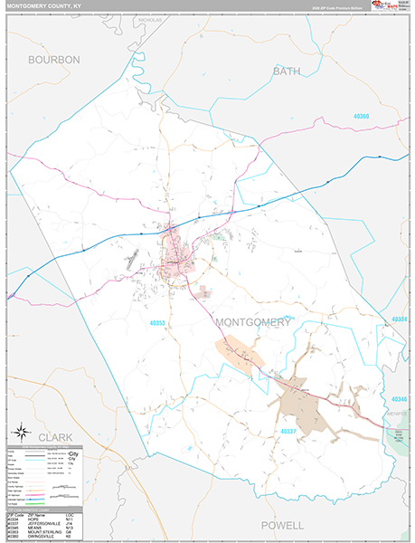 Montgomery County, KY Zip Code Map