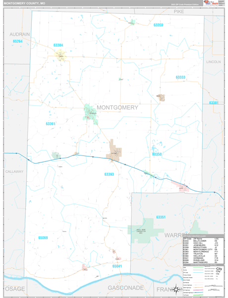 Montgomery County, MO Wall Map