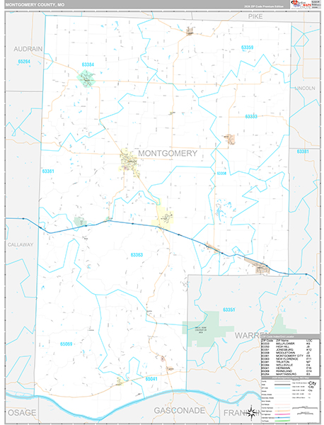 Montgomery County, MO Wall Map