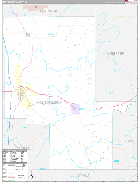 Montgomery County, MS Zip Code Map