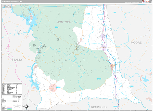Montgomery County, NC Wall Map