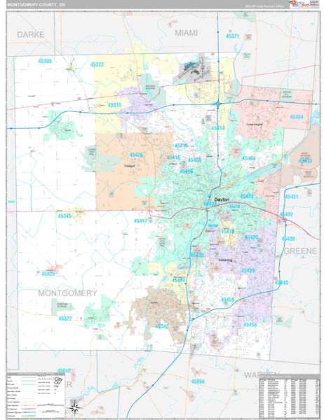 Montgomery County, OH Wall Map