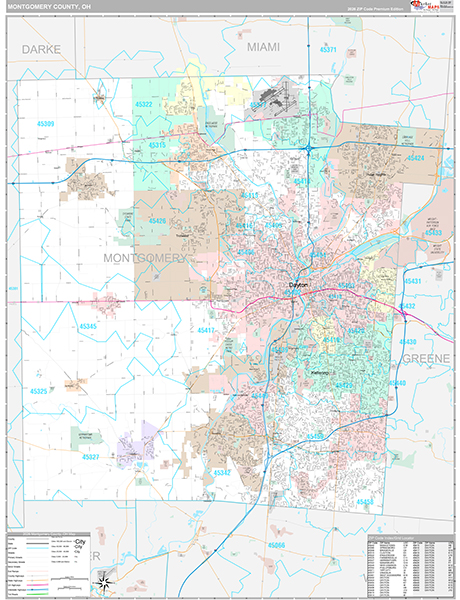 Montgomery County, OH Zip Code Map