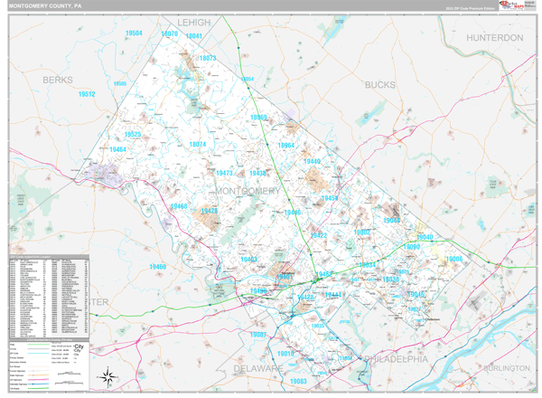 Montgomery County Pa Wall Map Premium Style By Marketmaps Mapsales