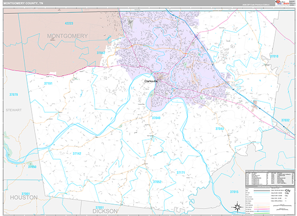 Montgomery County, TN Zip Code Map