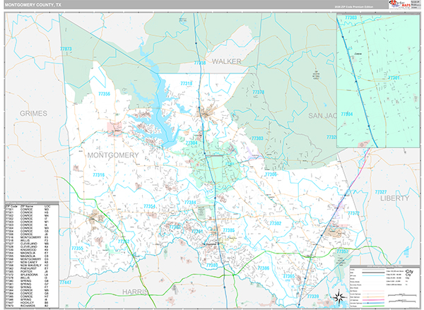 Montgomery County, TX Zip Code Map