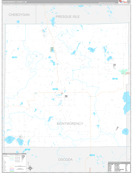 Montmorency County Digital Map Premium Style