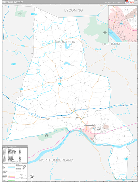 Montour County, PA Zip Code Map