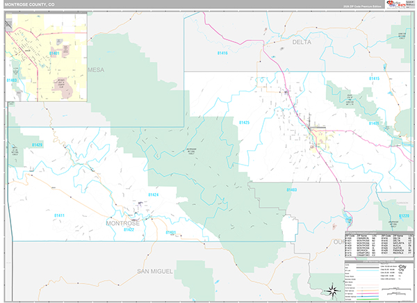 Montrose County, CO Zip Code Map