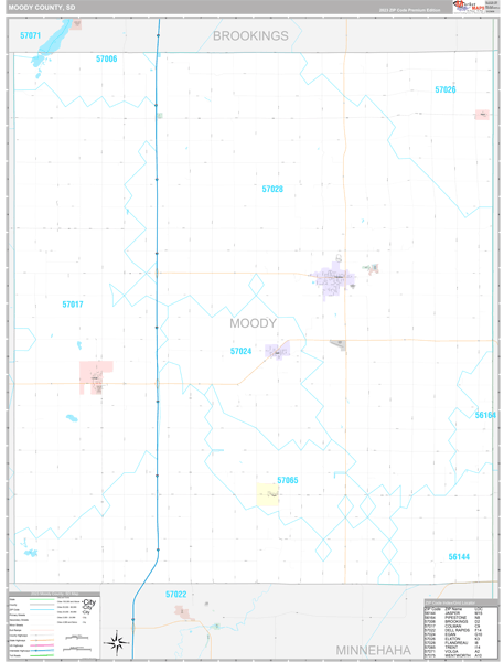 Moody County, SD Wall Map Premium Style