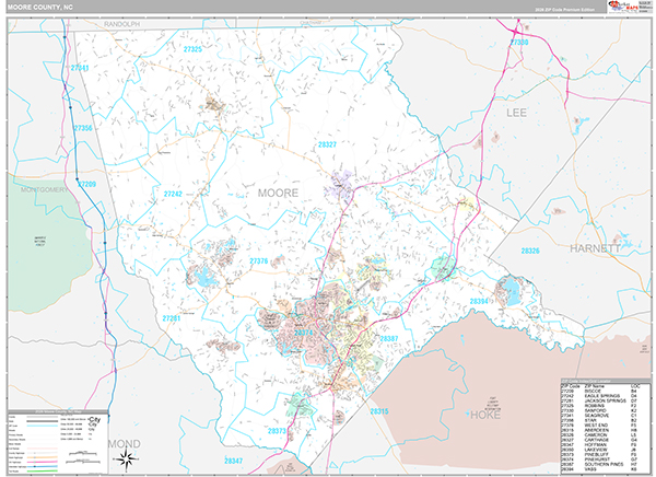 Moore County, NC Wall Map
