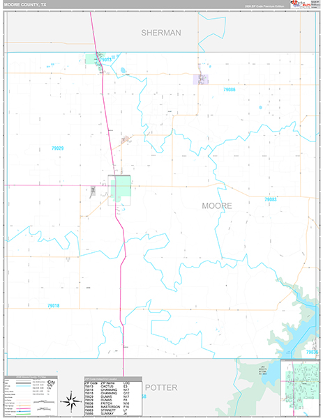 Moore County, TX Zip Code Map