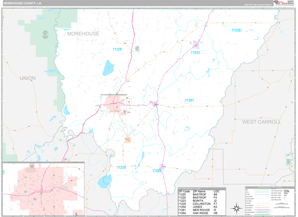 Morehouse Parish (County), LA Wall Map