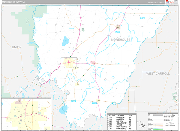 Morehouse County, LA Wall Map