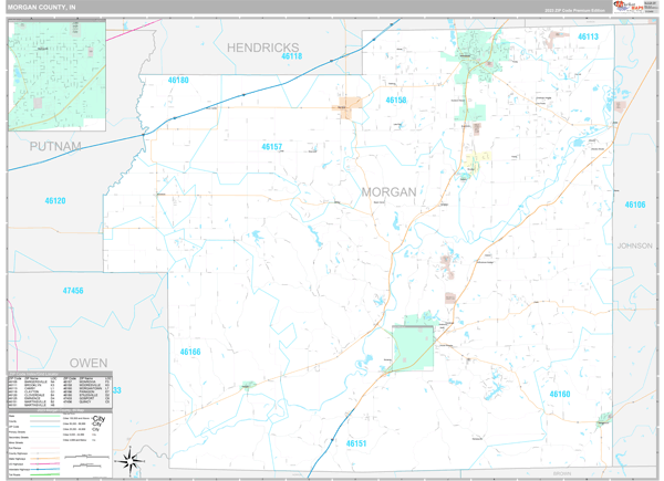Morgan County, IN Map Premium Style