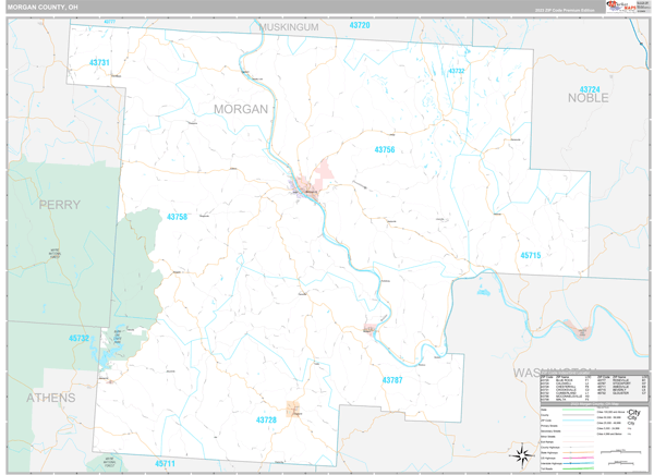 Morgan County, OH Wall Map Premium Style