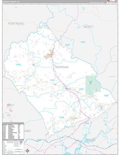 Morgan County, TN Zip Code Map