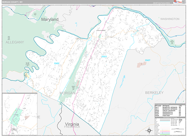 Morgan County, WV Zip Code Map