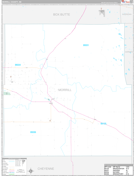 Morrill County, NE Zip Code Map