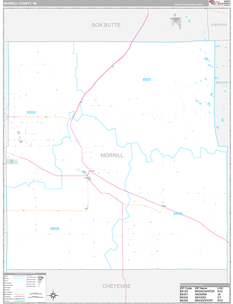Morrill County, NE Zip Code Map