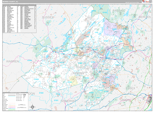 Morris County, NJ Zip Code Map