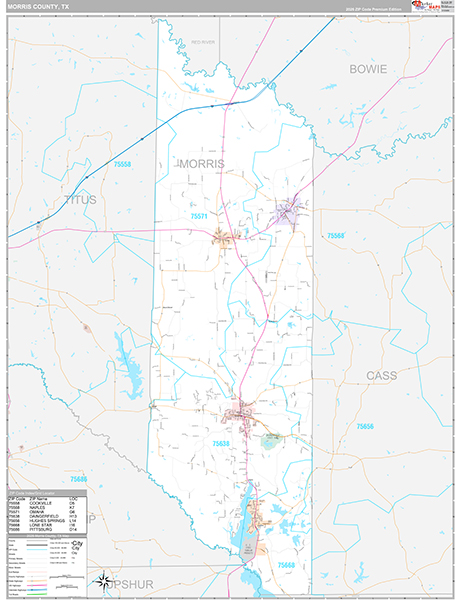 Morris County, TX Zip Code Map