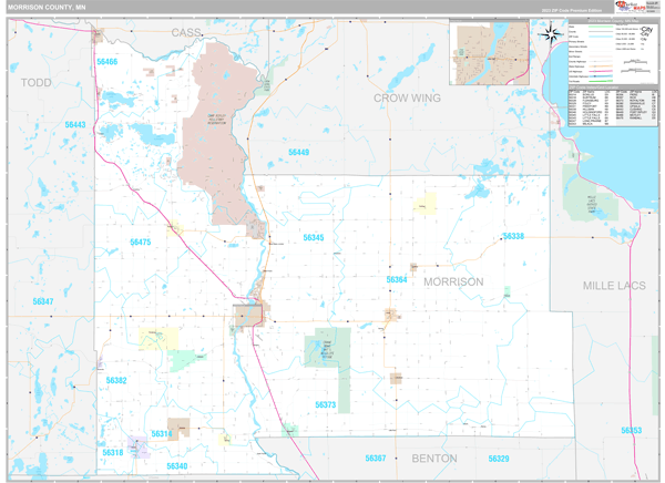 Morrison County, MN Wall Map Premium Style