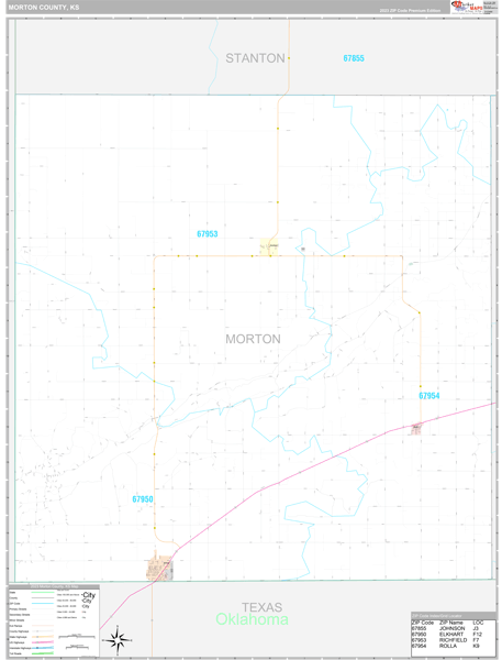 Morton County, KS Zip Code Map