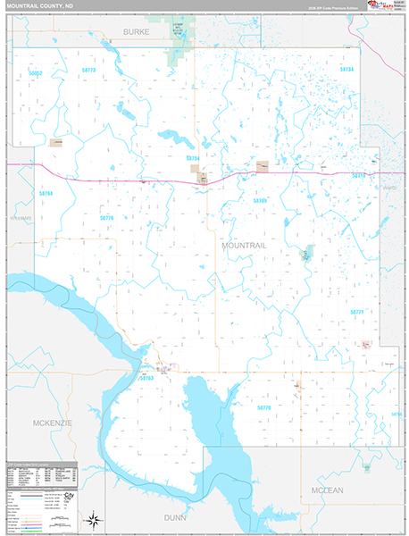 Mountrail County, ND Wall Map Premium Style