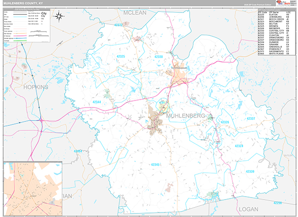 Muhlenberg County, KY Zip Code Map