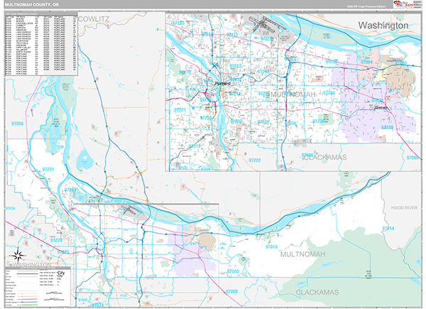 Multnomah County, OR Wall Map