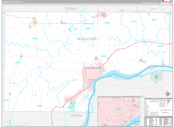 Muscatine County, IA Wall Map