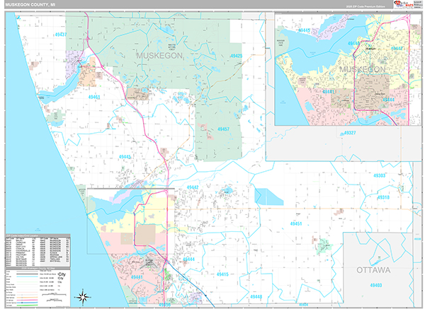 Muskegon County, MI Zip Code Map