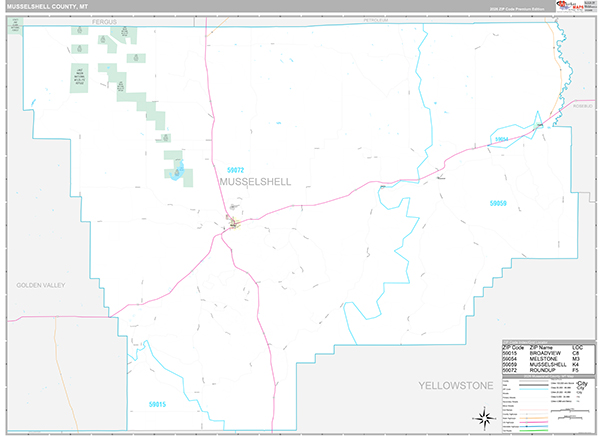 Musselshell County, MT Wall Map