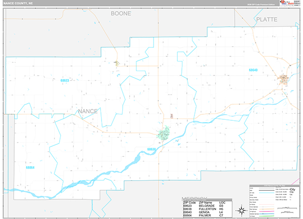 Nance County, NE Zip Code Map