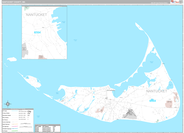 Nantucket County Digital Map Premium Style
