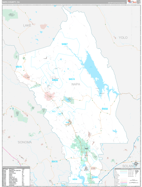 Napa County, CA Carrier Route Wall Map